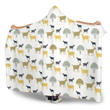 Silhouettes Of Goat And Tree Pattern Hooded Blanket