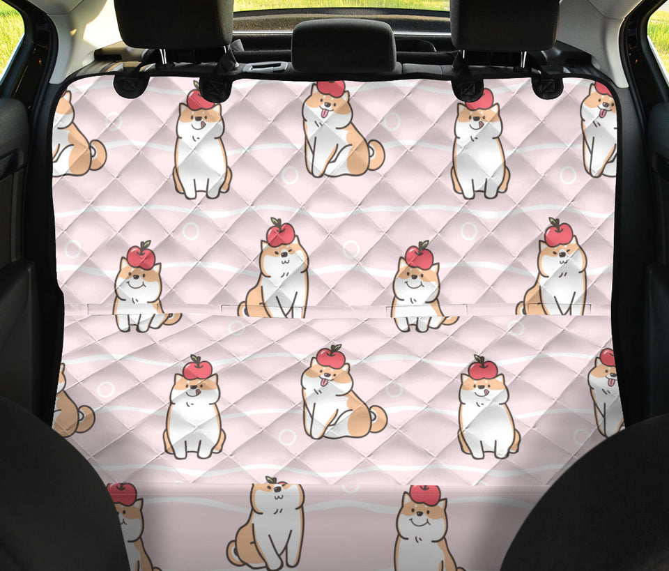 Cute Shiba Inu Dog Apple Pattern Dog Car Seat Covers