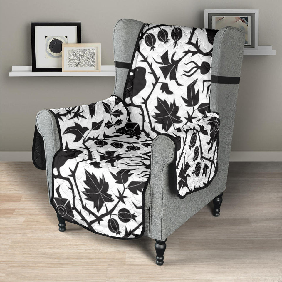 Crow dark floral pattern Chair Cover Protector