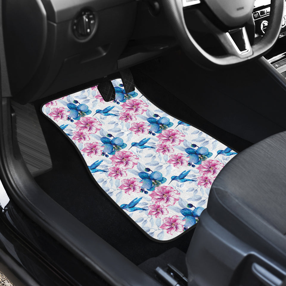 Hummingbird Pattern Print Design 02 Front and Back Car Mats