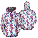Purple Seahorse Blue Coral Pattern Zip Up Hoodie