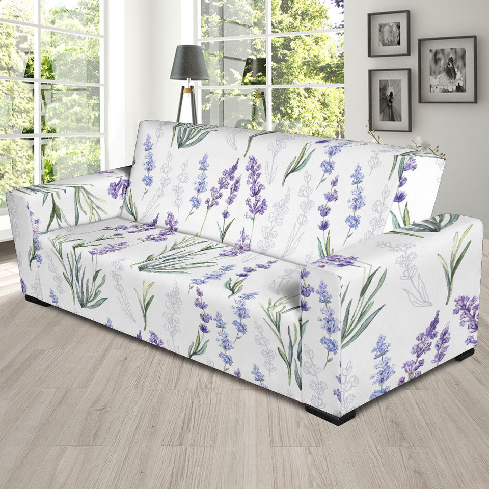Hand Painting Watercolor Lavender Sofa Slipcover