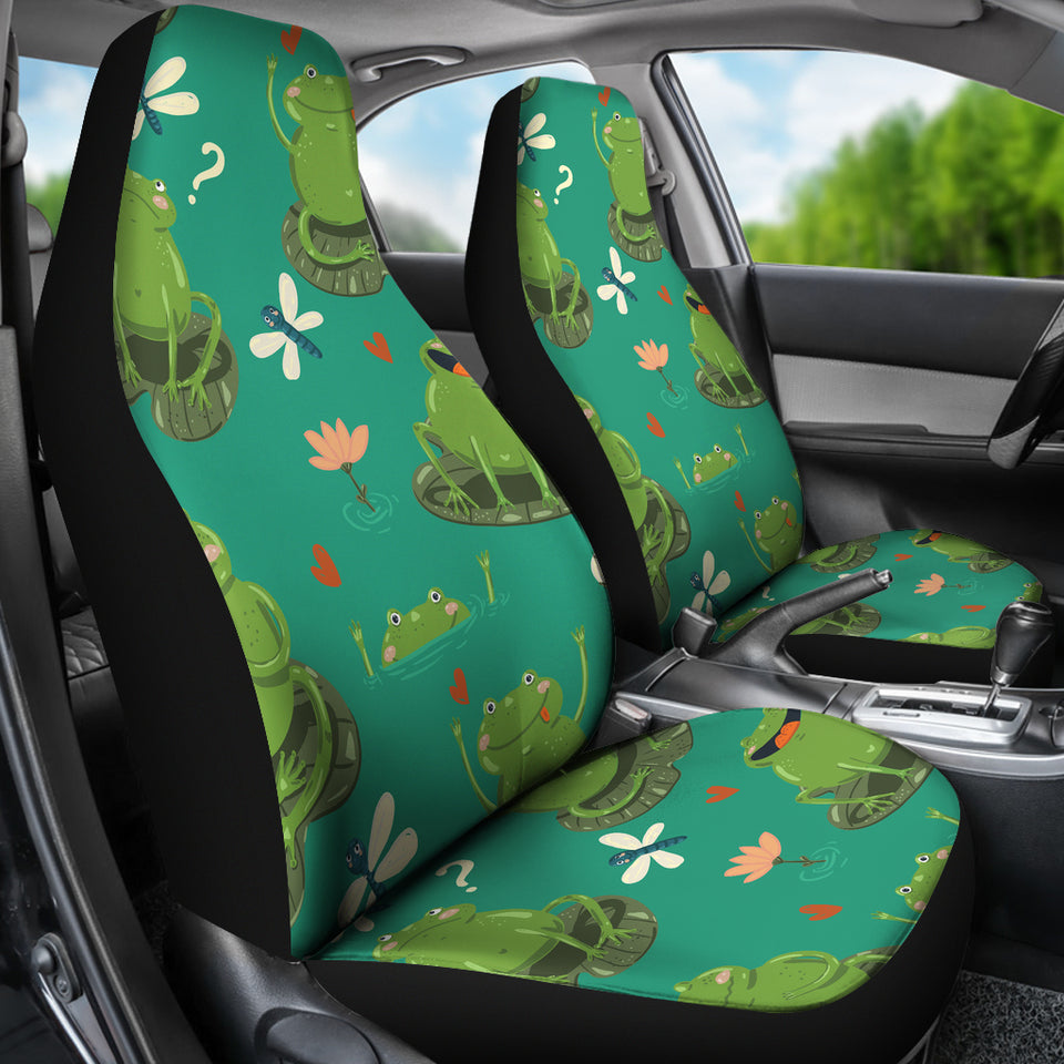 Cute Frog Dragonfly Design Pattern Universal Fit Car Seat Covers