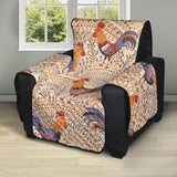 Cute rooster chicken cock floral ornament background Recliner Cover Protector