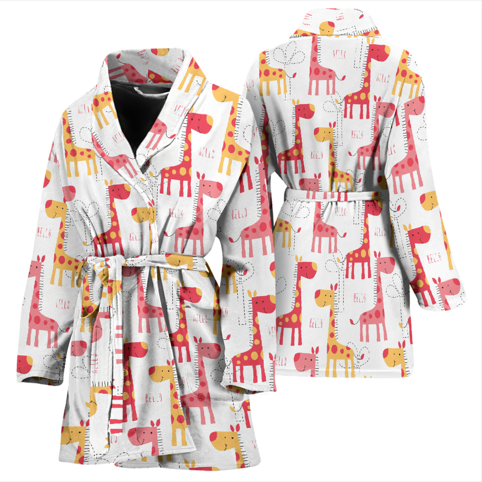 Giraffe Pattern Print Design 03 Women's Bathrobe