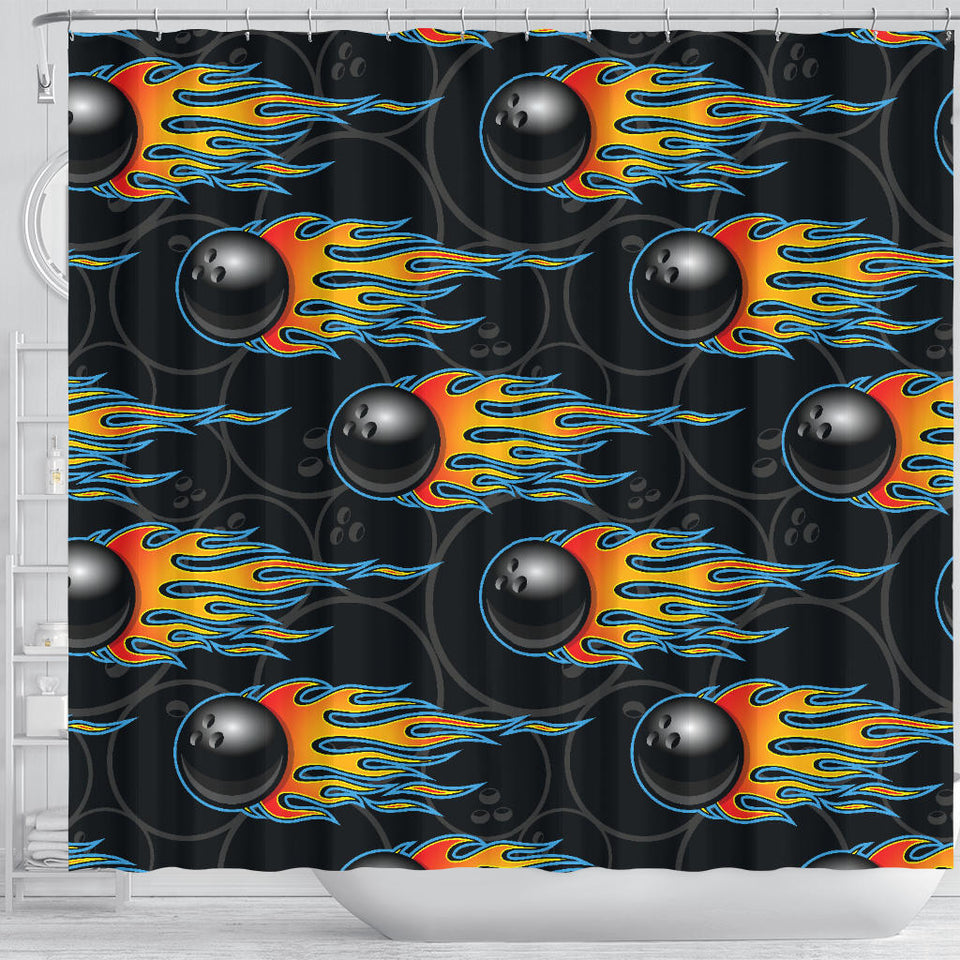 Bowling Balls Flame Pattern Shower Curtain Fulfilled In US