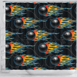 Bowling Balls Flame Pattern Shower Curtain Fulfilled In US
