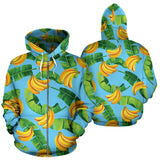Banana Leaves Banana Design Pattern Zip Up Hoodie