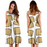 Bread Toast Pattern Print Design 03 Sleeveless Midi Dress