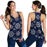 nautical steering wheel design pattern Women Racerback Tank Top
