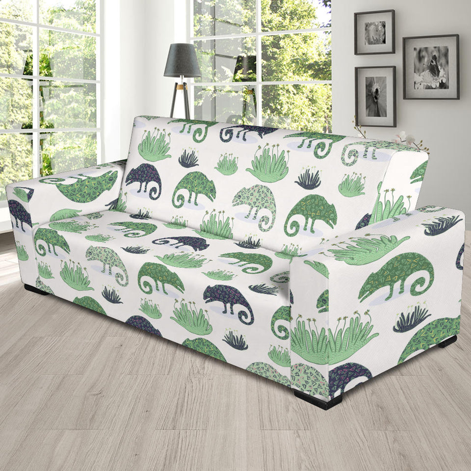 Chameleon Lizard Succulent Plant Pattern Sofa Slipcover