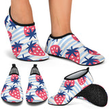 Strawberry Pattern Blue Lines Background Aqua Shoes