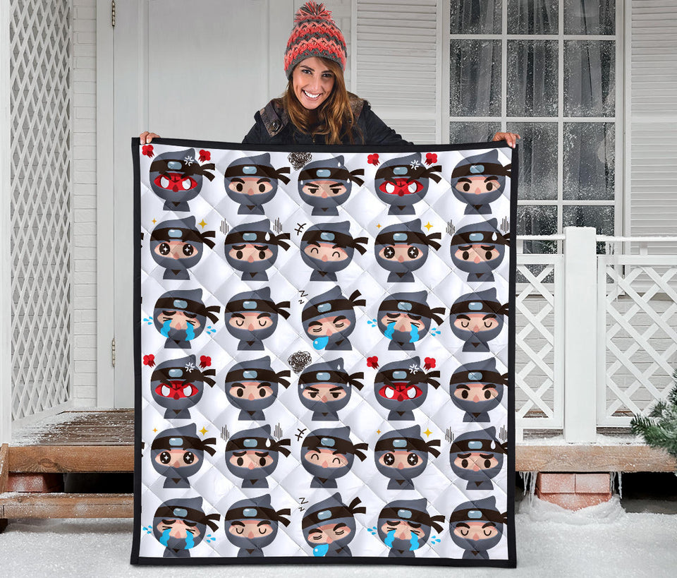 Cute Ninja Design Pattern Premium Quilt