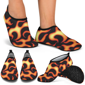 Fire Flame Dark Pattern Aqua Shoes