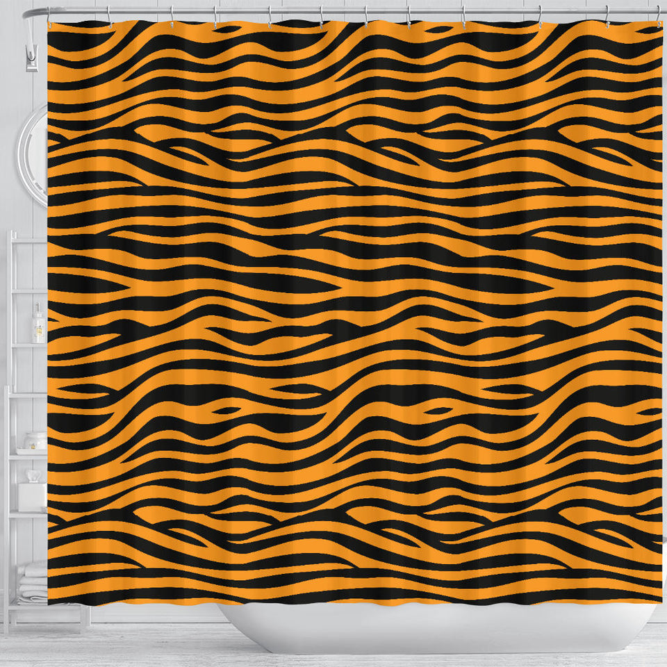 Bengal Tigers Skin Print Pattern Background Shower Curtain Fulfilled In US