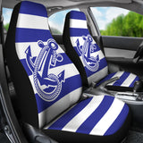 Car Seat Covers - Boat Anchor Strip Blue
