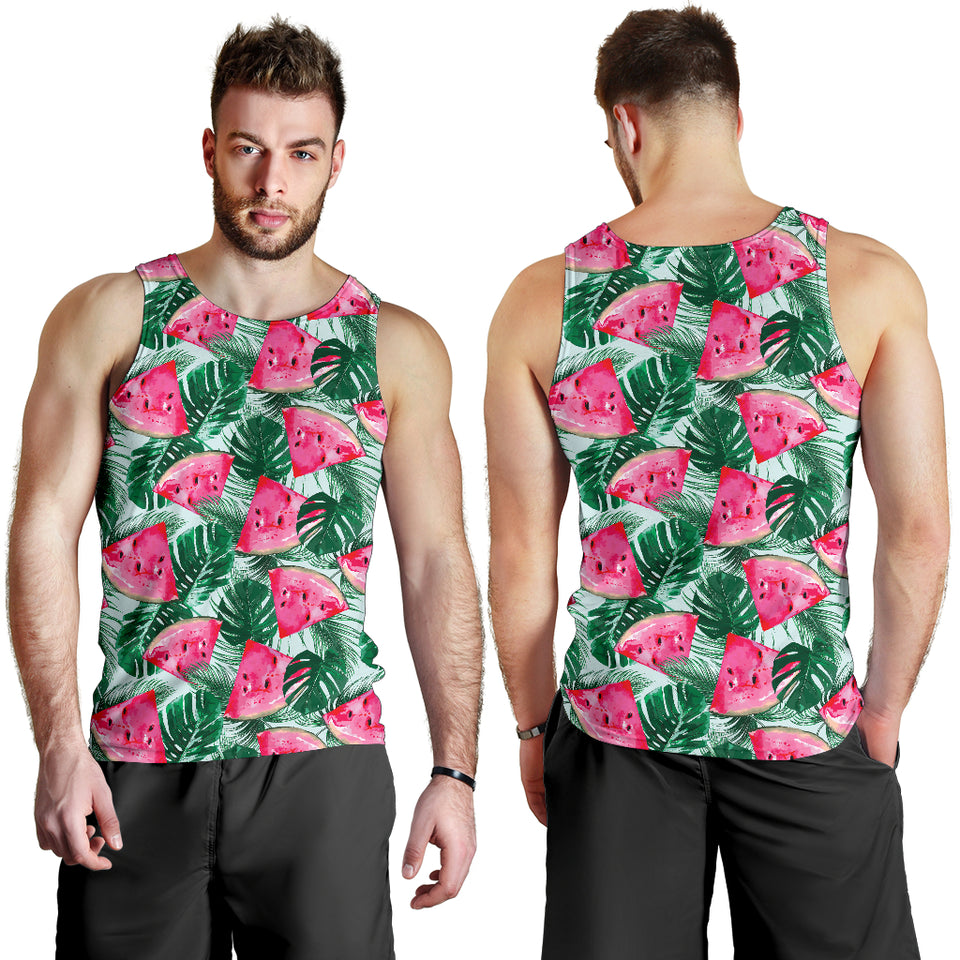 Watermelons tropical palm leaves pattern Men Tank Top