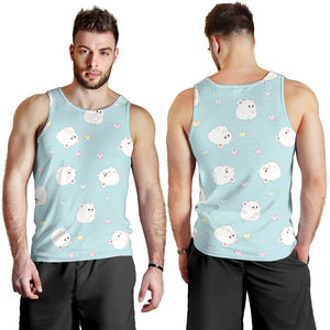 White cute hamsters heart pattern Men Tank Top