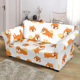 Brown Pomeranian Pattern Loveseat Couch Slipcover