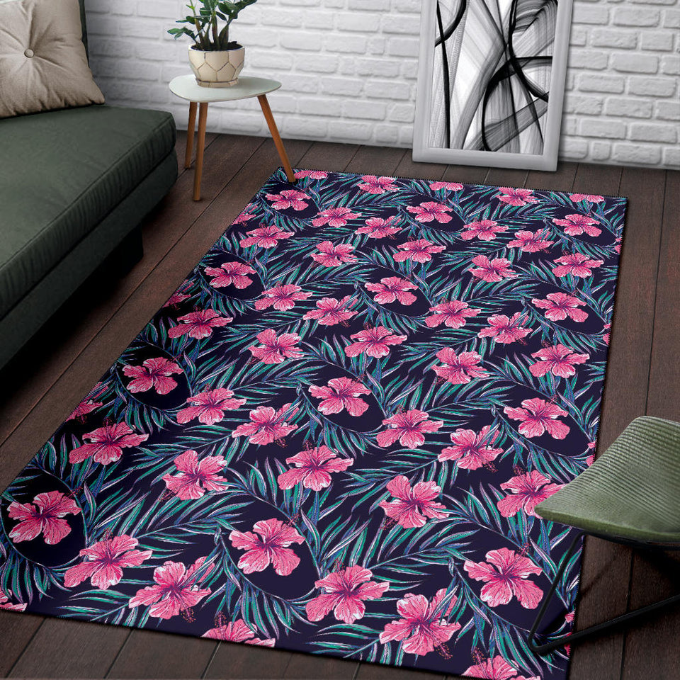 Hibiscus Pattern Print Design 05 Area Rug