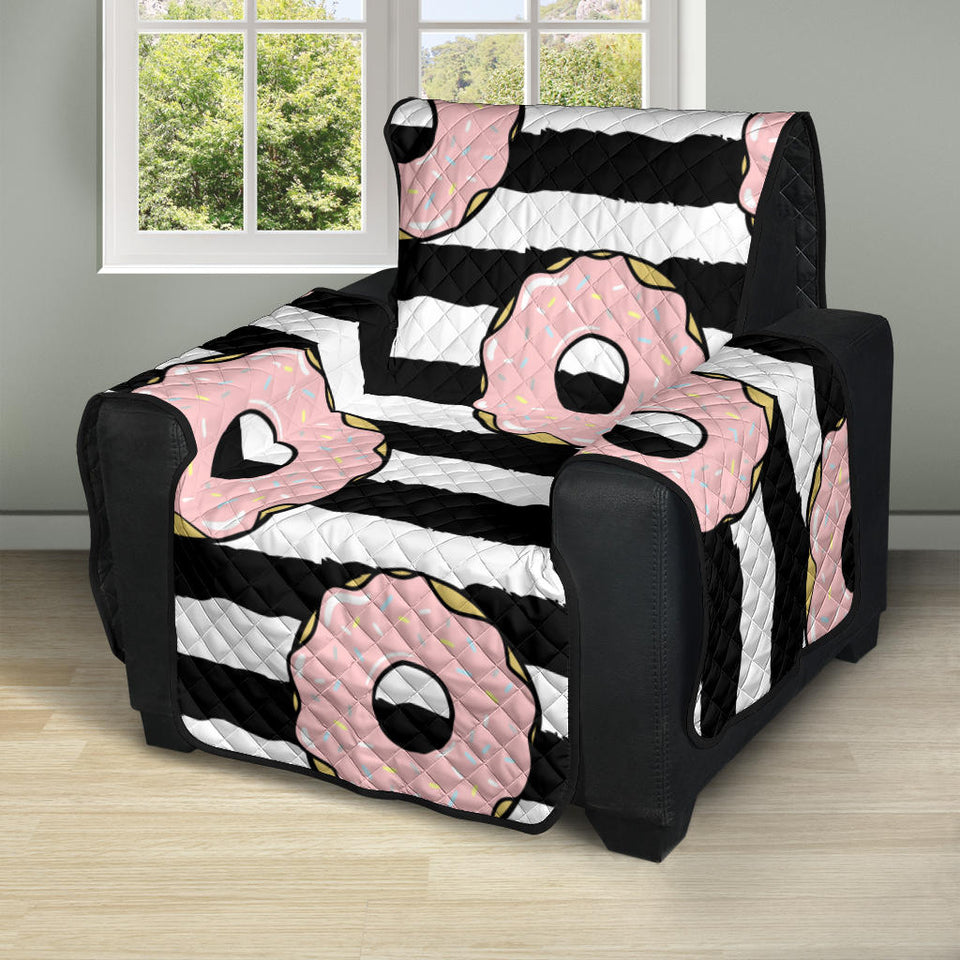 Donuts pink icing striped pattern Recliner Cover Protector