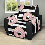 Donuts pink icing striped pattern Recliner Cover Protector