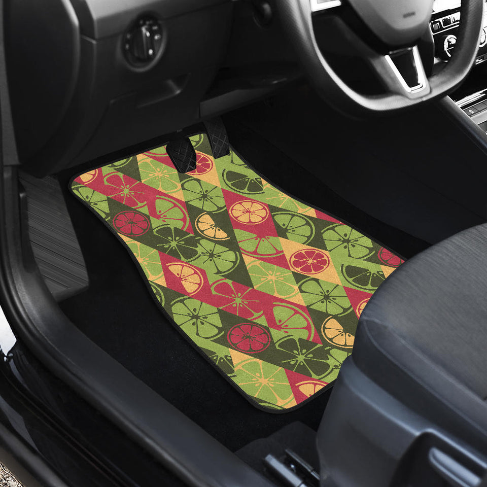Cool Geometric Lime Pattern Front Car Mats