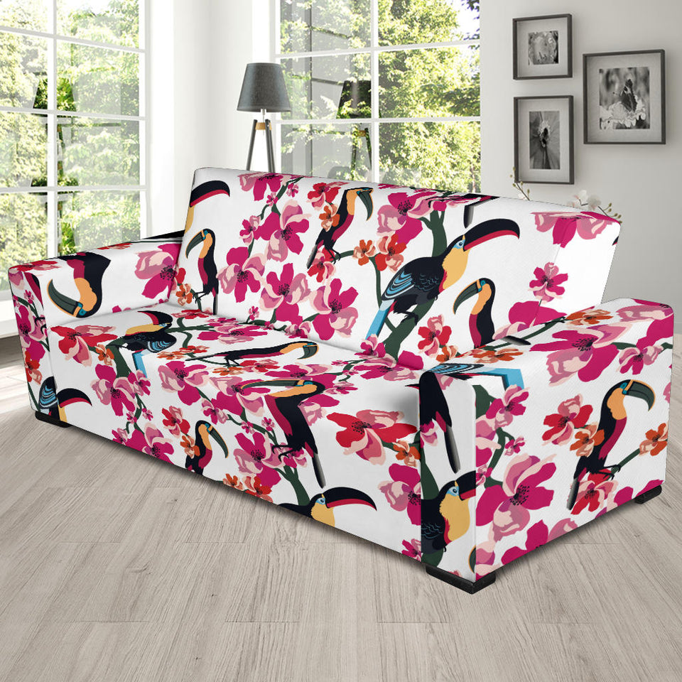 Toucan Flower Design Pattern Sofa Slipcover