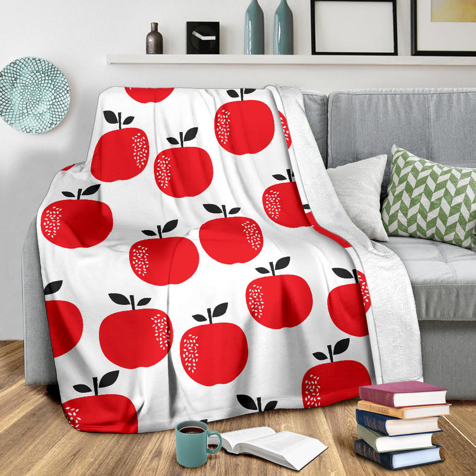 Red Apples White Background Premium Blanket