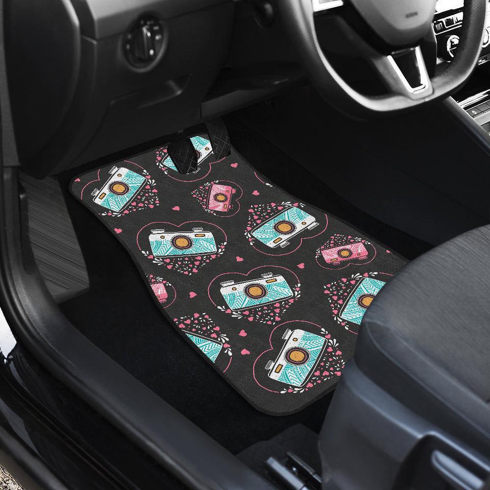 Camera Pattern Print Design 04 Front and Back Car Mats