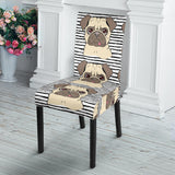 Happy Pug Pattern Dining Chair Slipcover