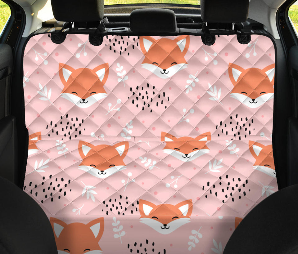 Cute Fox Pattern Pink Background Dog Car Seat Covers