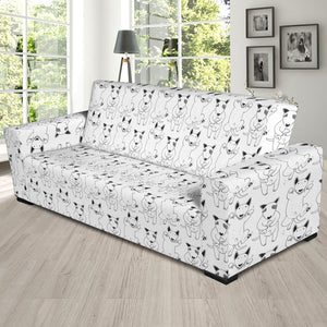 Bull Terrier Pattern Print Design 02 Sofa Slipcover