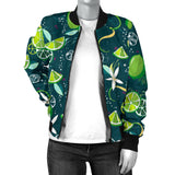 Lime Ice Flower Pattern Women'S Bomber Jacket