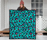 Green Leopard Skin Print Pattern Premium Quilt