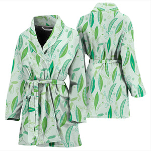 Green Peas Pattern Print Design 01 Women's Bathrobe