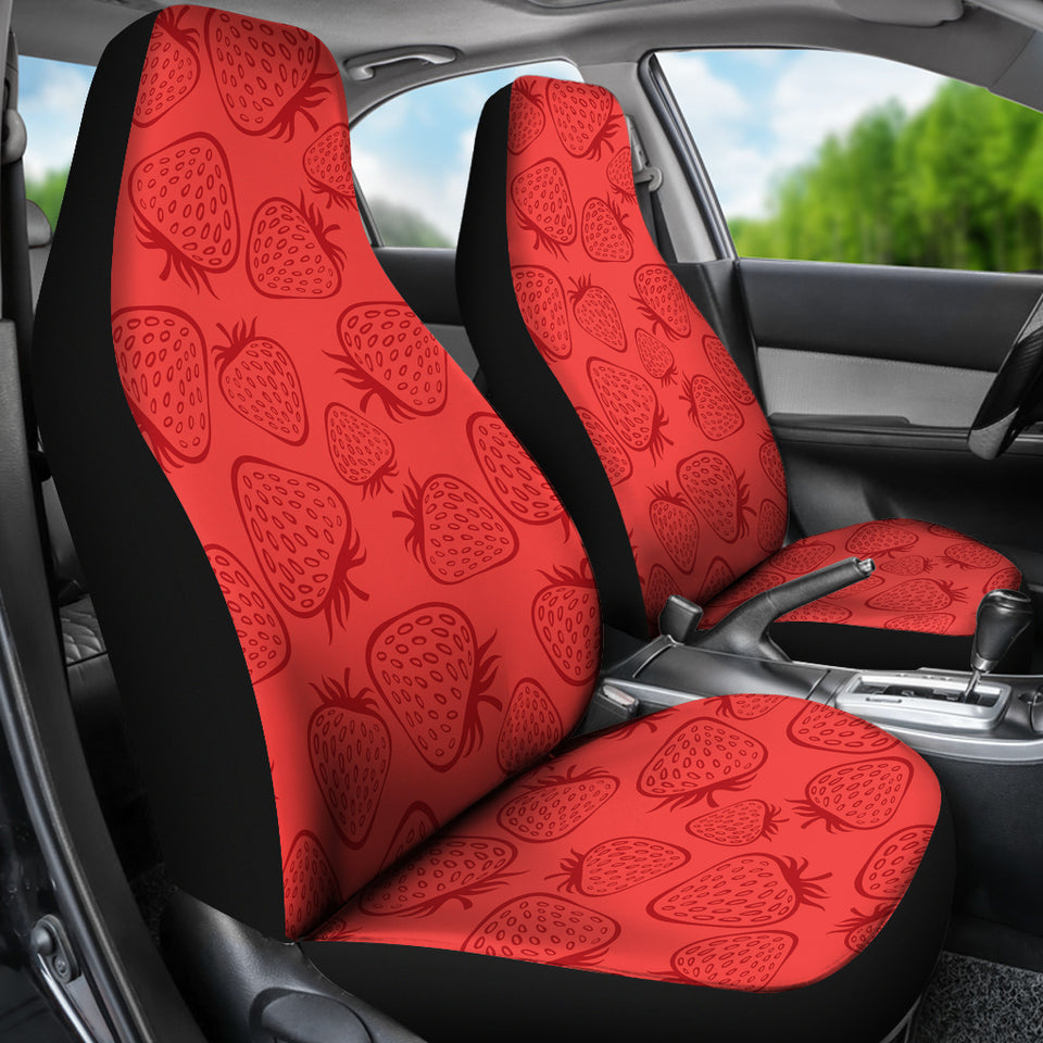 Strawberry Pattern Red Background  Universal Fit Car Seat Covers