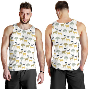 Silhouettes of goat and tree pattern Men Tank Top