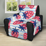 Strawberry pattern blue lines background Recliner Cover Protector