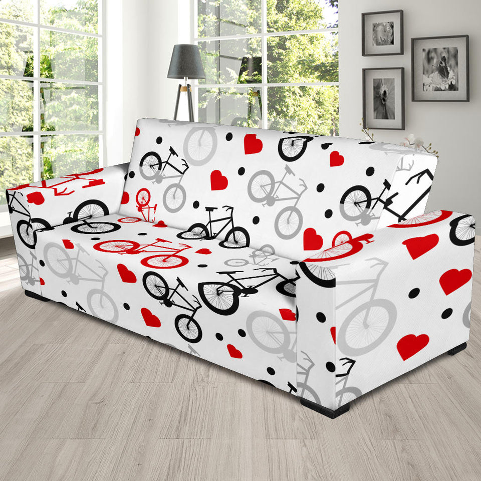 Bicycle Pattern Print Design 04 Sofa Slipcover