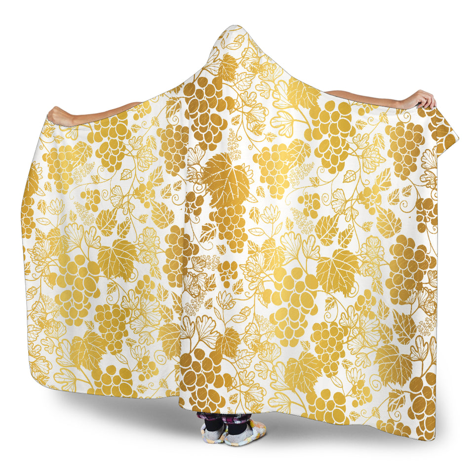 Gold Grape Pattern Hooded Blanket