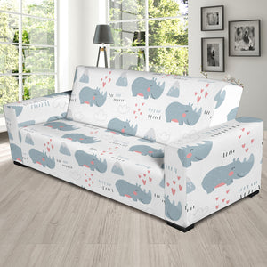 Cute Rhino Heart Pattern Sofa Slipcover