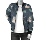 Windmill Tree Pattern Women'S Bomber Jacket