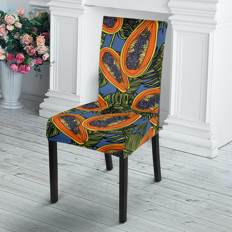 Colorful Papaya Tropical Leaves Dining Chair Slipcover