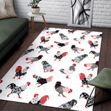 Cool Rooster Chicken Cock Floral Ornament Background Area Rug