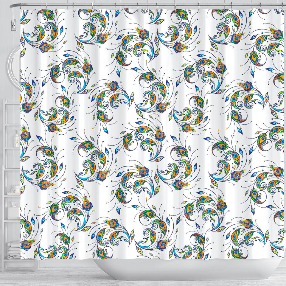Peacock Feather Pattern Shower Curtain Fulfilled In US