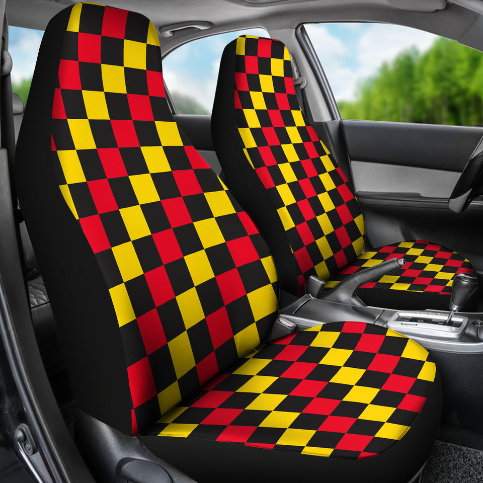 Red And Yellow Check Car Seat Cover