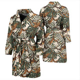 Monkey Tropical Leaves Background Men'S Bathrobe
