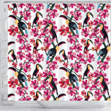 Toucan Flower Design Pattern Shower Curtain Fulfilled In US