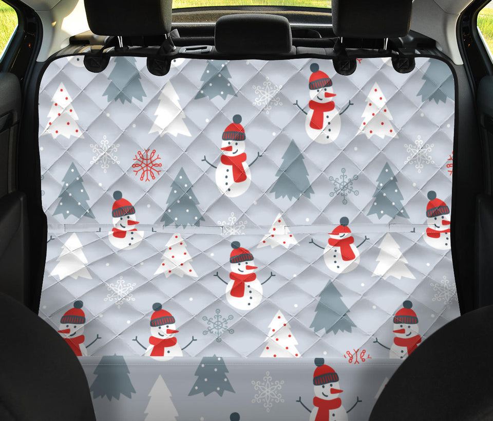 Snowman Christmas  Tree Snow Gray Background Dog Car Seat Covers